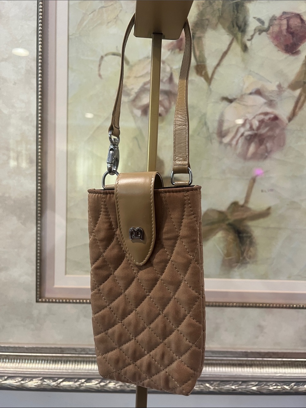 Bally Quilted Light Brown Phone Mini Bag Pouch